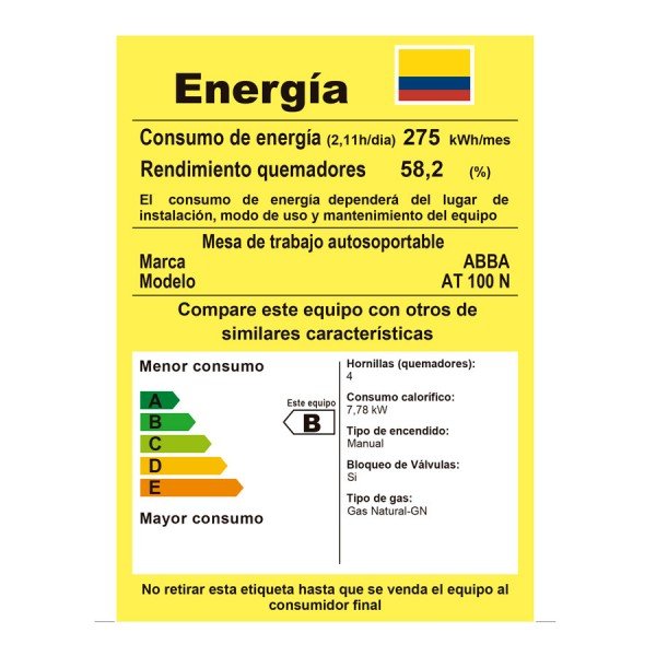 Estufa De Piso Abba 100 - 5 texto consumo de energía
