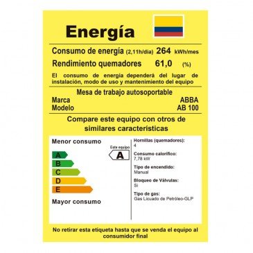 Estufa De Piso Con Gabinete Abba 100 - 6 texto consumo de energía